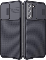 Луксозен твърд гръб със силиконова рамка Nillkin Cam Shield Pro за Samsung Galaxy S21 5G G991 черен 